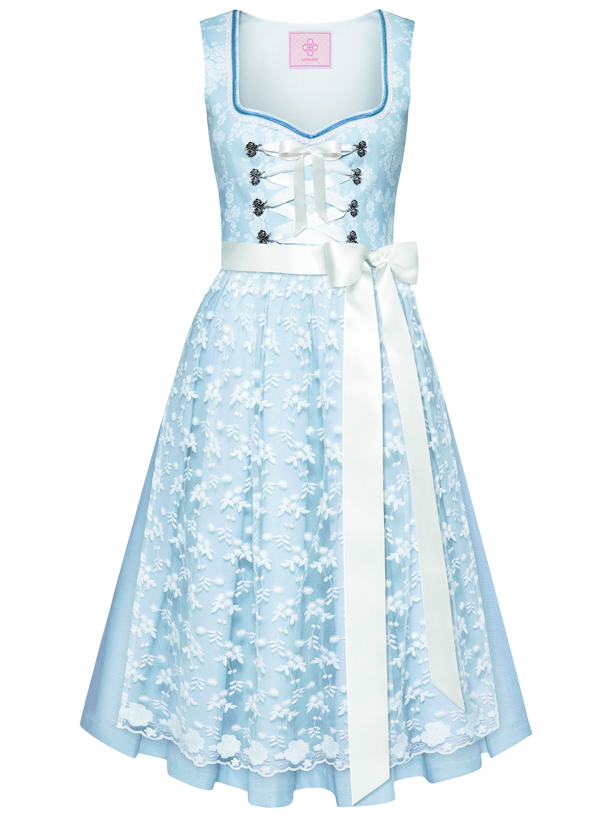 Limberry Dirndl Blumenschein Hellblau