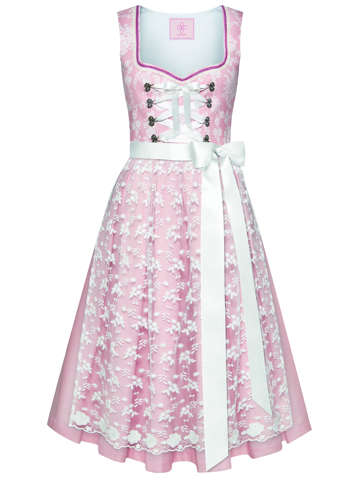 Limberry Dirndl Blumenschein Rosa Weiss